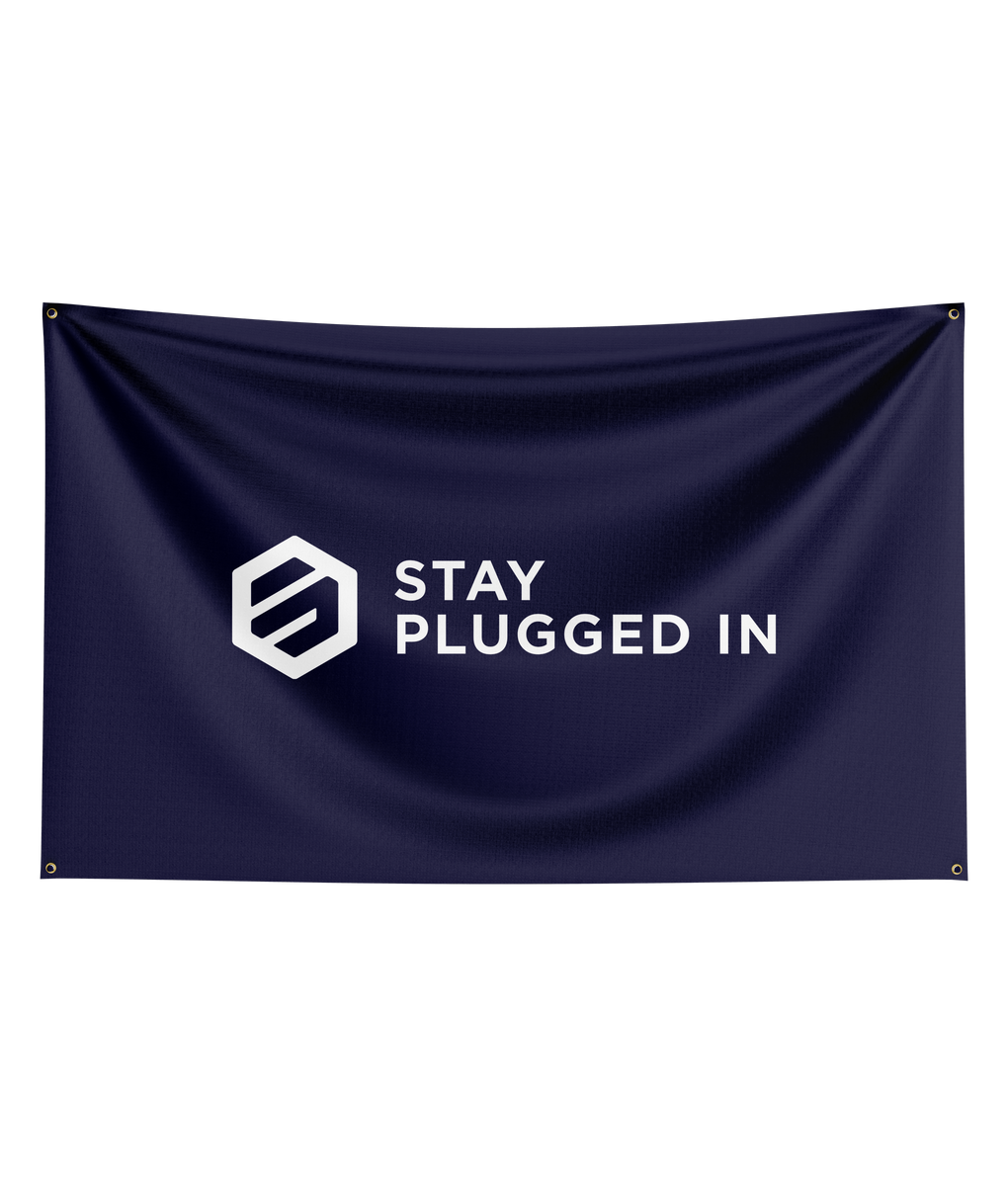 Stay Plugged In Elite 3’ x 2’ Banner – Emerge Apparel
